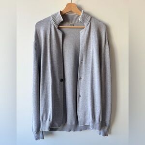 Eleventy Cotton Knit Cardigan Mens Large Button Up Preppy Gray *FLAW*